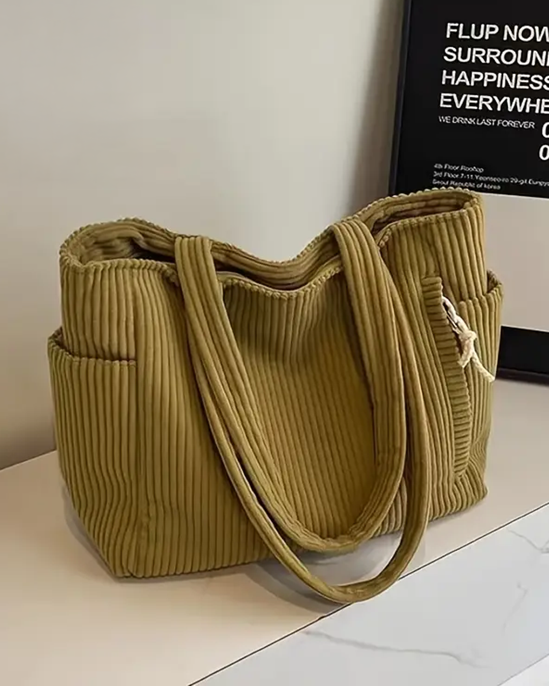 Tilda – Ribbed carrier bag with cord detail