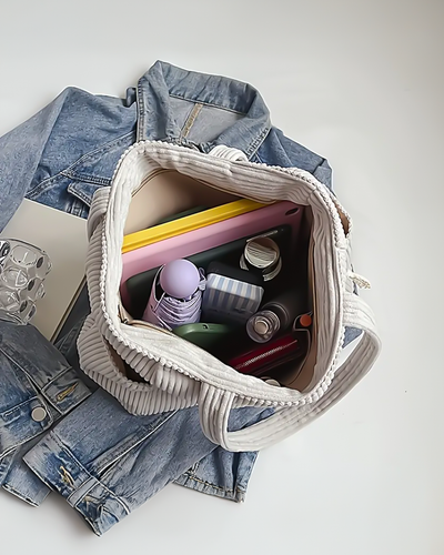 Tilda – Ribbed carrier bag with cord detail