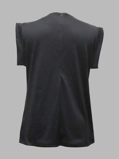 Cap Sleeve Loose Multi-Colored Printed High-Neck T-Shirts Tops