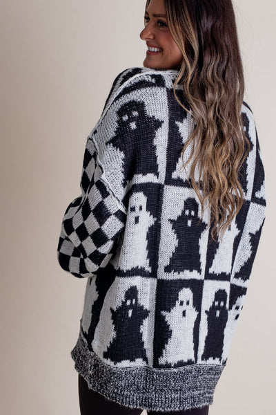 Spooky Season Checkered Sweater