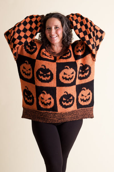 Spooky Season Checkered Sweater