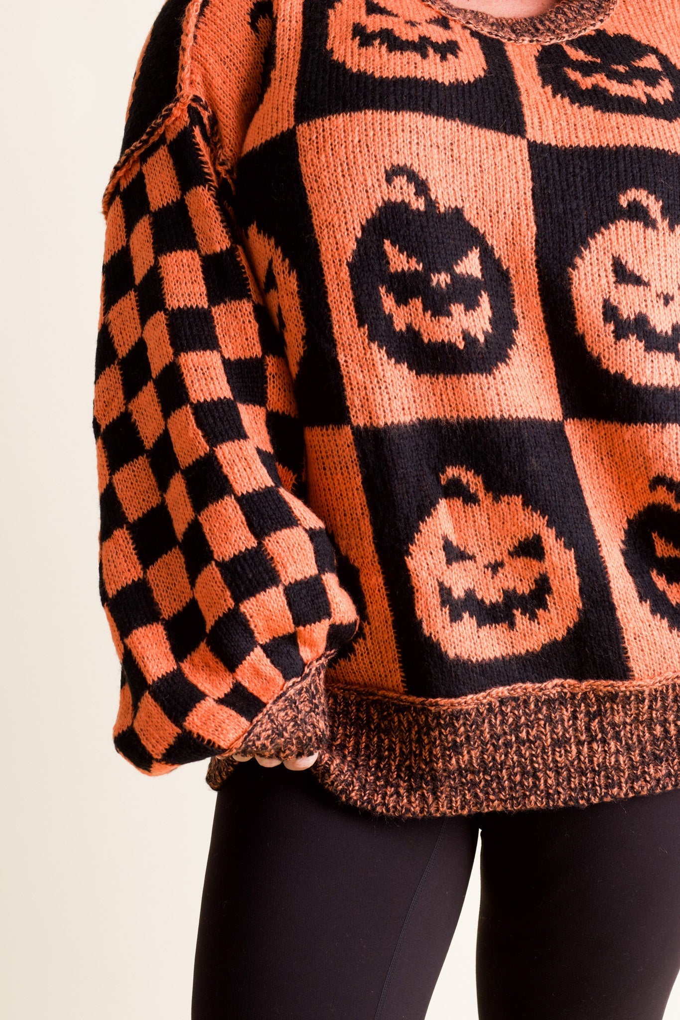 Spooky Season Checkered Sweater