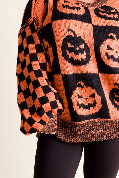 Spooky Season Checkered Sweater