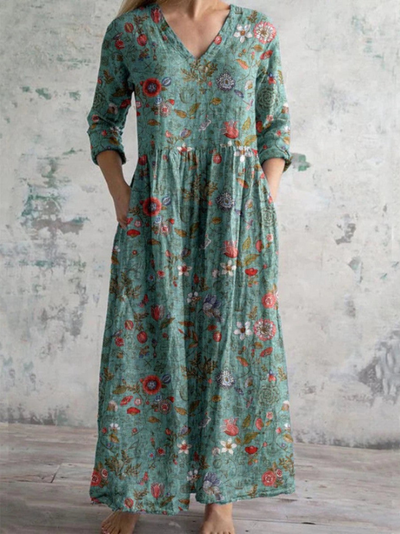 Giulia | Long dress with vintage floral print