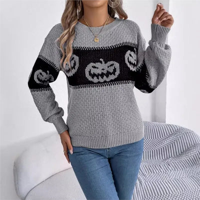 Pumpkin & Ghost Halloween Pullover Sweater