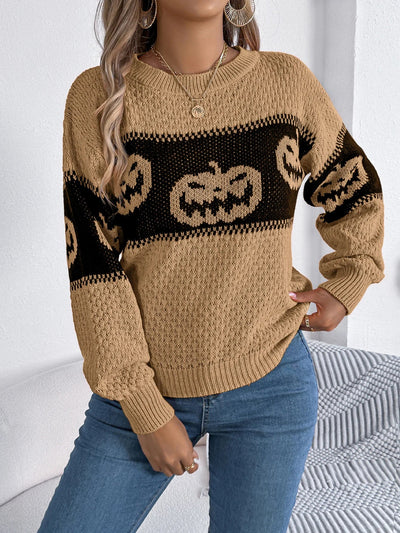 Pumpkin & Ghost Halloween Pullover Sweater