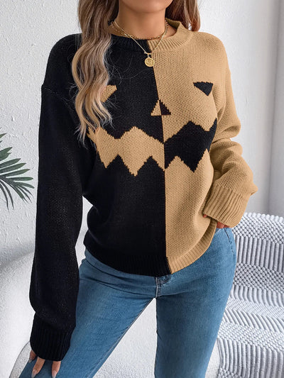 Jack O’ Lantern Colorblock Knit Pullover