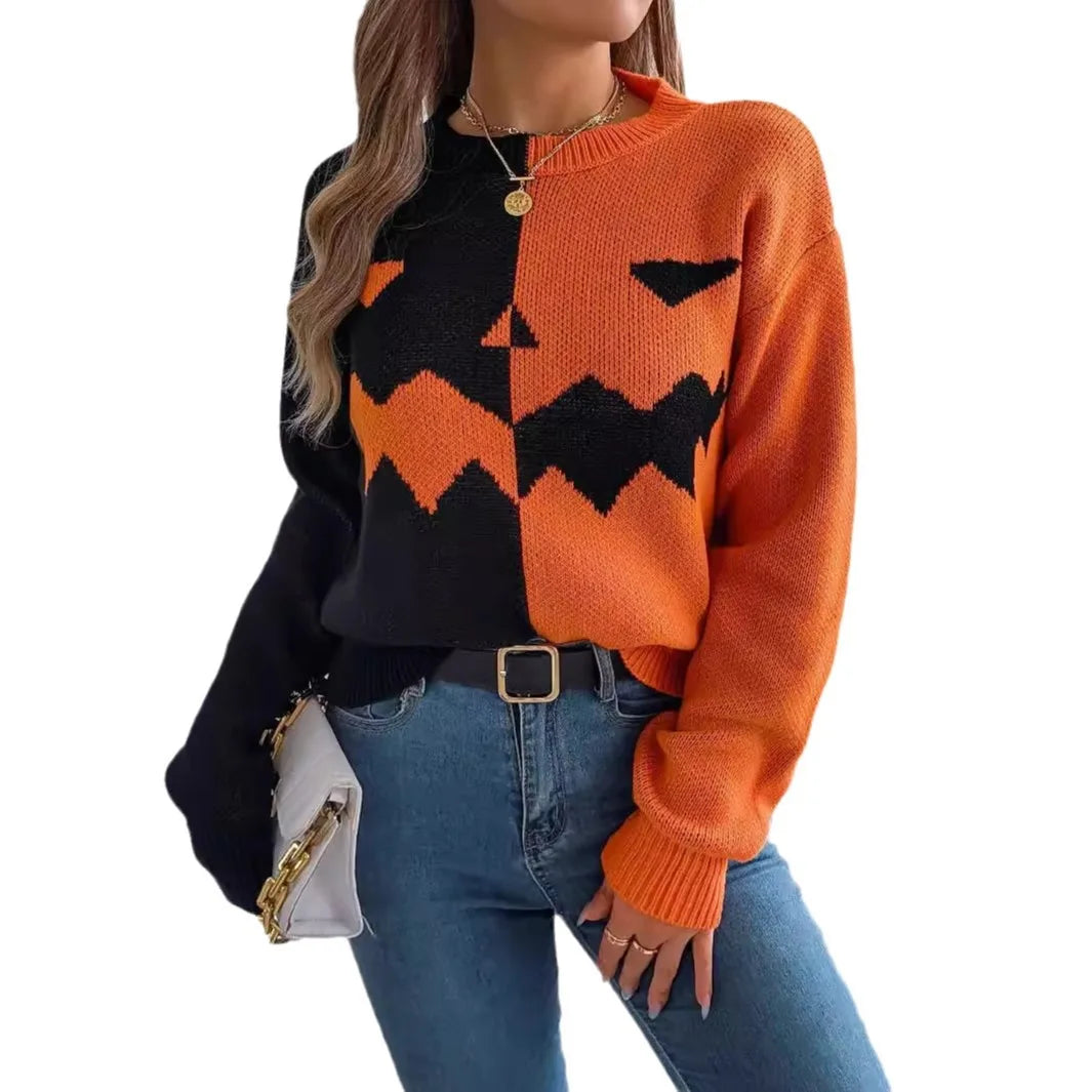 Jack O’ Lantern Colorblock Knit Pullover