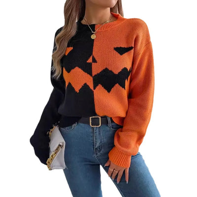 Jack O’ Lantern Colorblock Knit Pullover