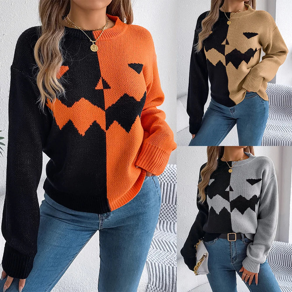 Jack O’ Lantern Colorblock Knit Pullover