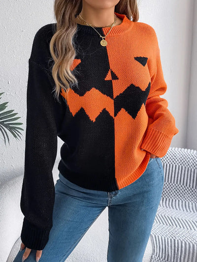 Jack O’ Lantern Colorblock Knit Pullover