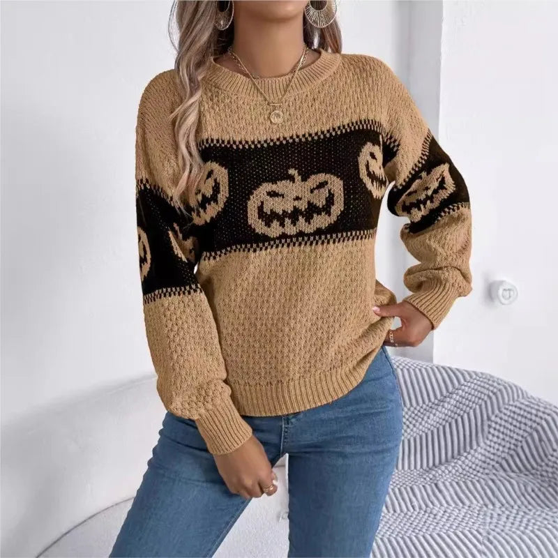 Pumpkin & Ghost Halloween Pullover Sweater