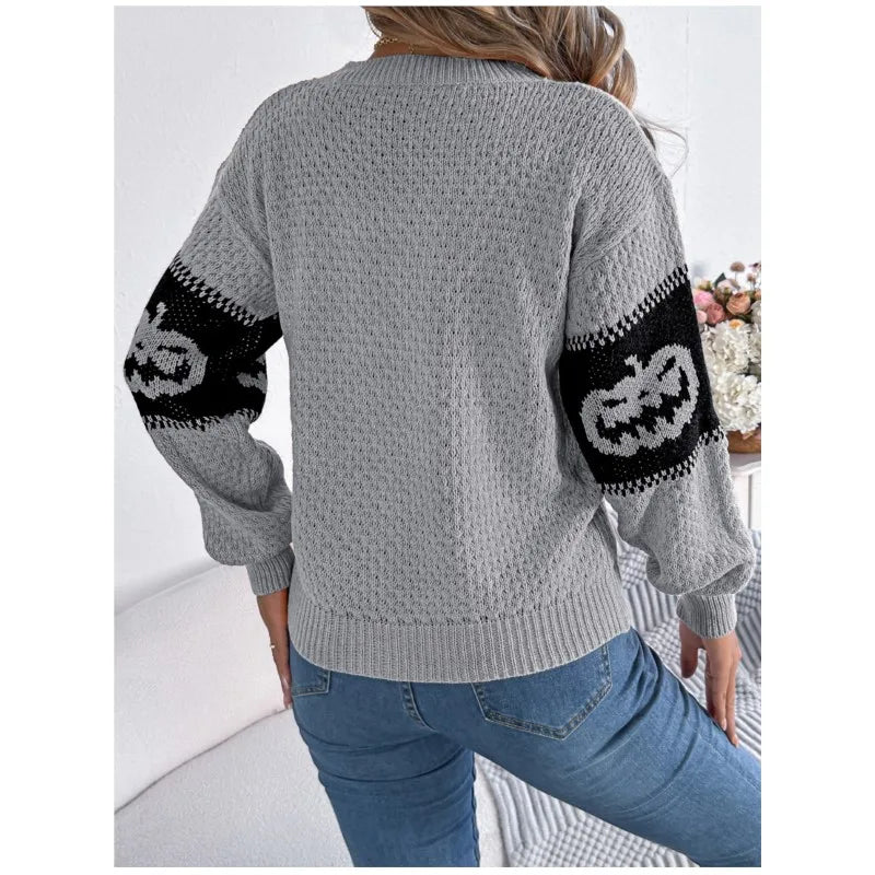 Pumpkin & Ghost Halloween Pullover Sweater