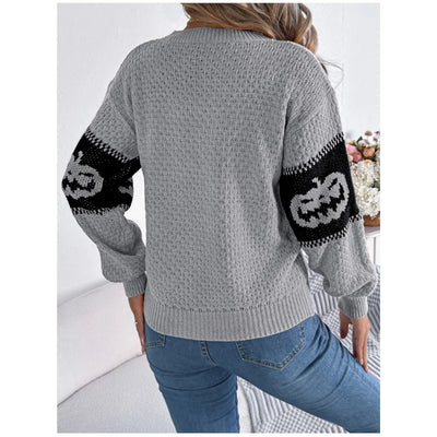 Pumpkin & Ghost Halloween Pullover Sweater