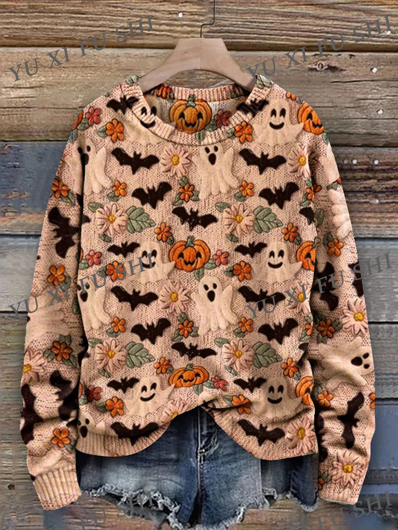 Halloween Digital Print Sweater