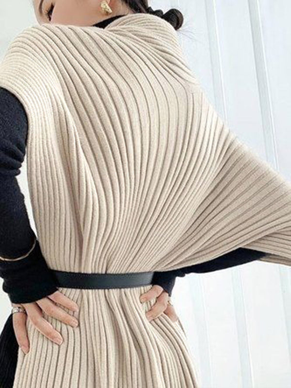 Loose Asymmetric Solid Color Split-Joint High Neck Sweater Tops