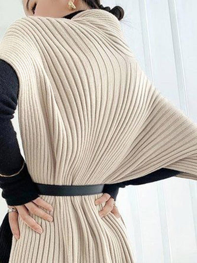 Loose Asymmetric Solid Color Split-Joint High Neck Sweater Tops