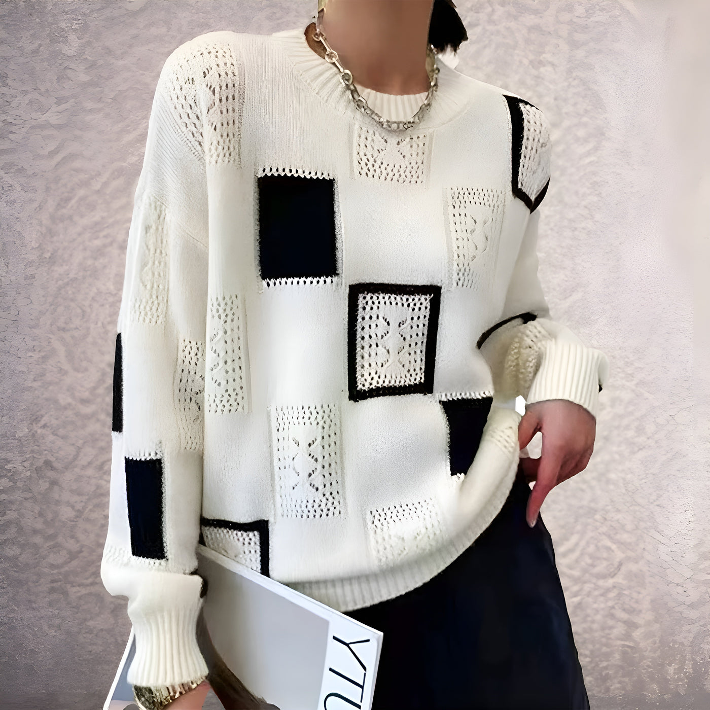 Samantha | Monochrome Patchwork Sweater