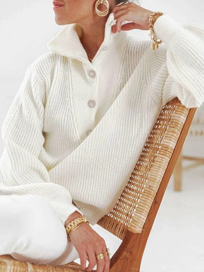 Cassie | Buttoned High-Neck Sweater