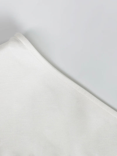 High-Low Long Sleeves Asymmetric Solid Color One-Shoulder Maxi Dresses