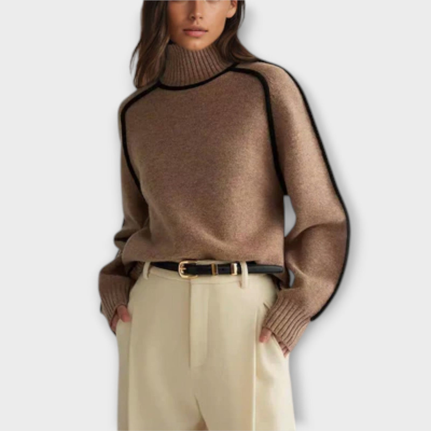 Brielle | Women Ribbed Turtleneck Sweater | Soft & Structured