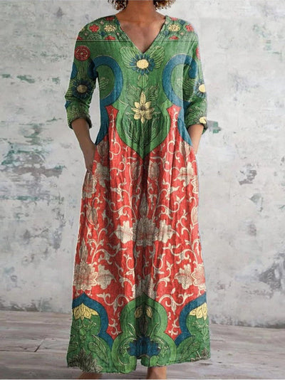 Giulia | Long dress with vintage floral print