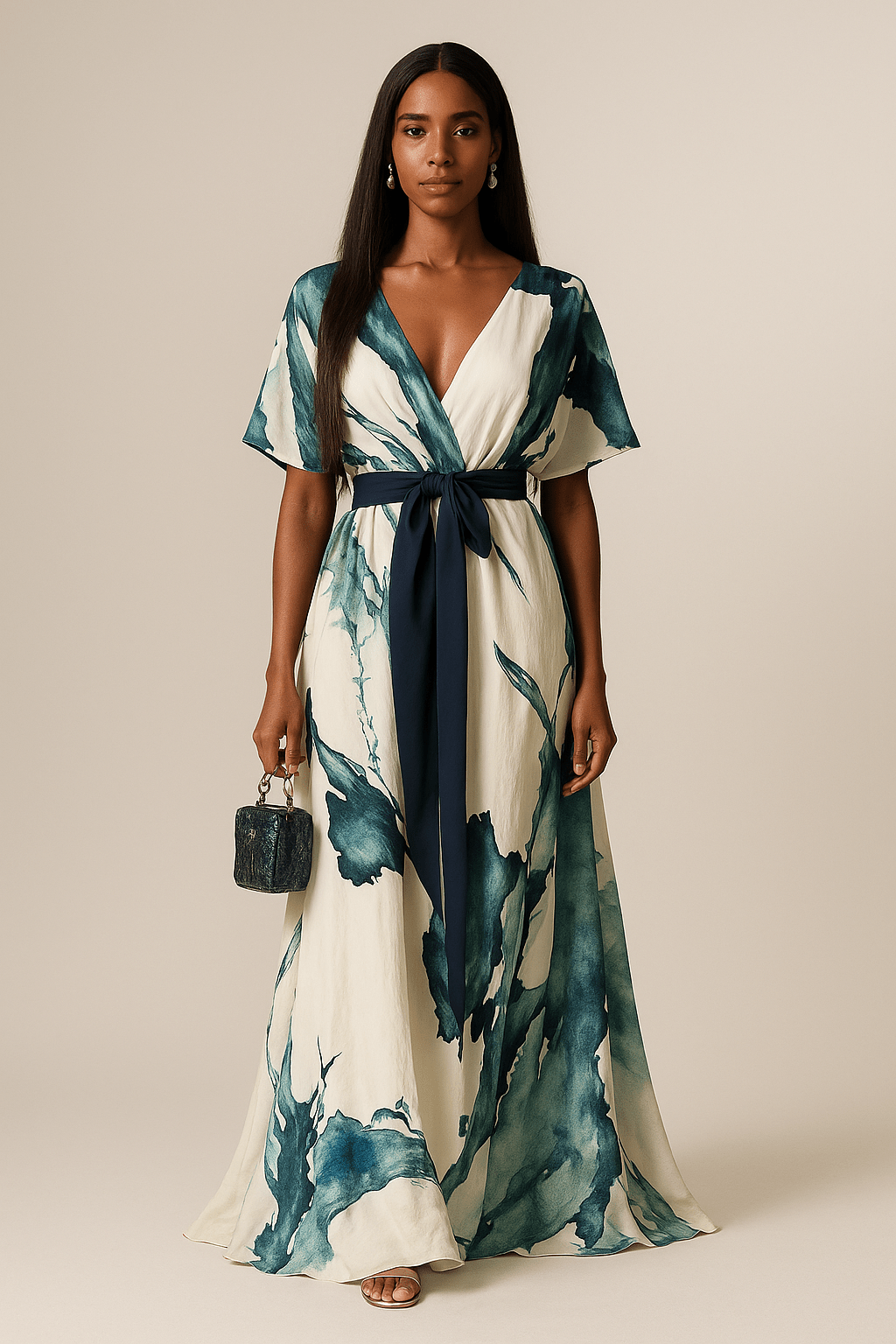 Nayla™ | Long Dress with Watercolor Print