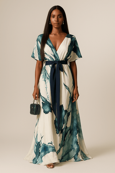 Nayla™ | Long Dress with Watercolor Print