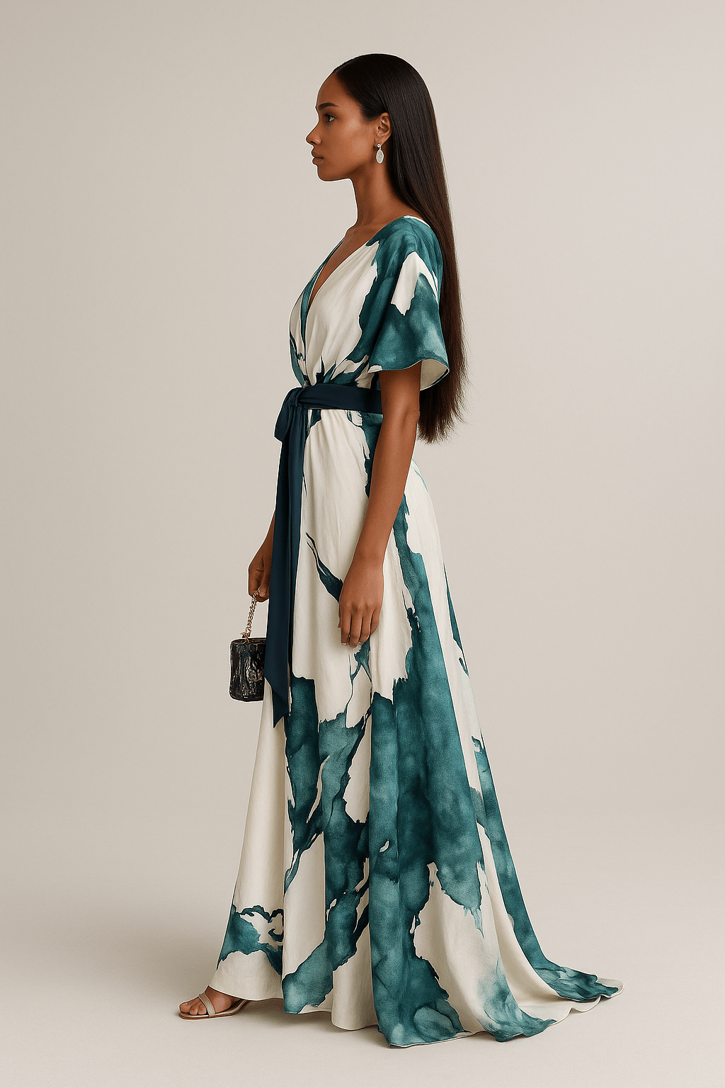 Nayla™ | Long Dress with Watercolor Print