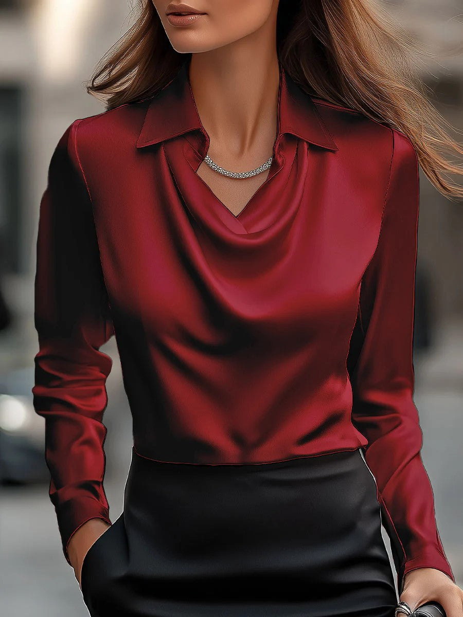 Milan - Chic Silky Satin Neck Blouse