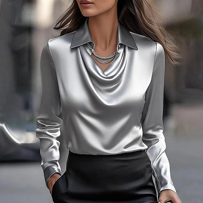 Milan - Chic Silky Satin Neck Blouse